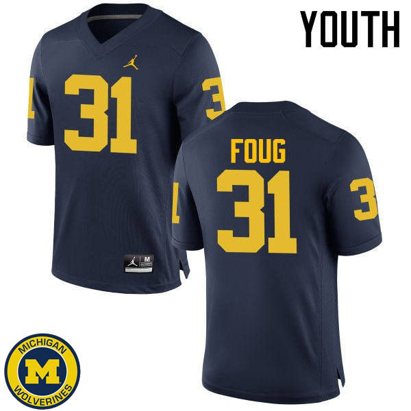 Youth Michigan Wolverines #31 James Foug Navy Alumni Jersey